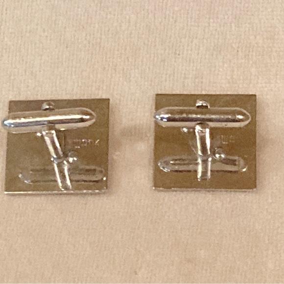 Vintage Swank Golf Cufflinks Square Satin Finish Silver Tone 1960s Rare Signed - Picture 3 of 8